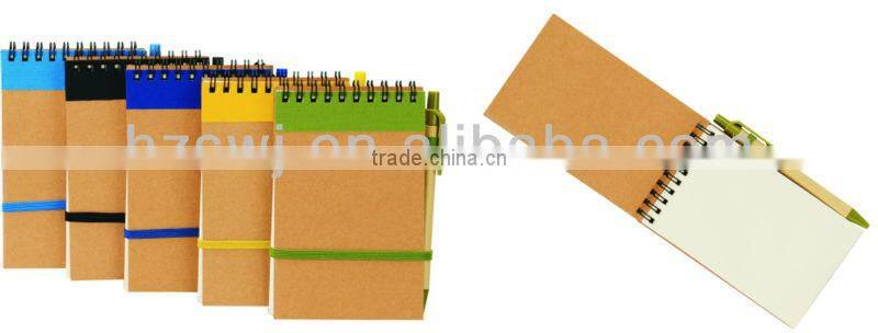Hard kraft paper cover spiral winding pocket notebook 70grams 60sheets 16.5*8cm with paper pen