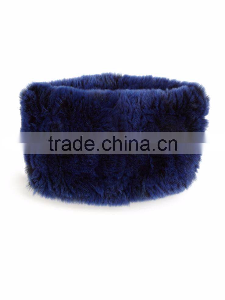 YR169A Top quality Real Rex Rabbit Fur Elastic Headband Snood two way Soft Touch Rabbit Fur Headband/Collar