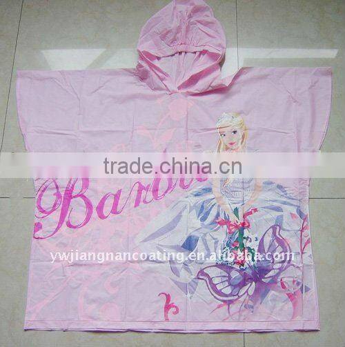 Disposable plastic waterproof kids pvc poncho raincoat in bag