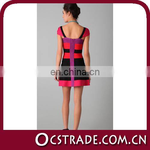 2015 cap sleeves cocktail dresses pregnant women A line colorful design