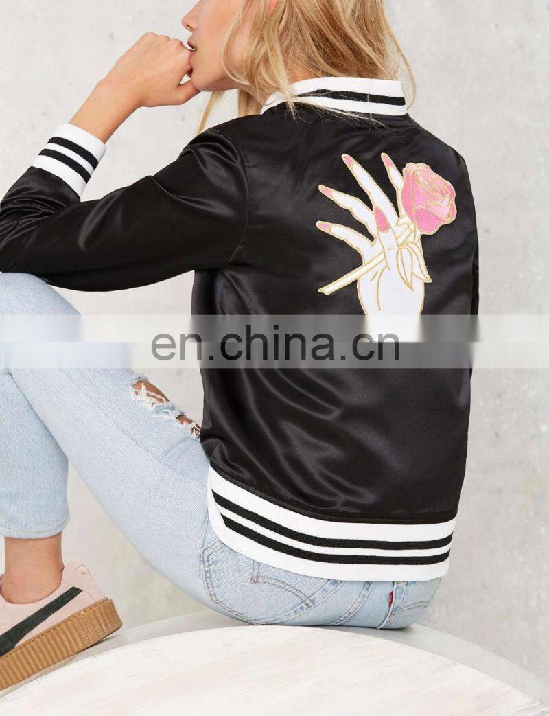 American Europe Style Outdoor Clothing Girl Women Embroidered Zipper Winter Wears Red Color