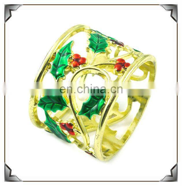 Metal Napkin Ring with Flower