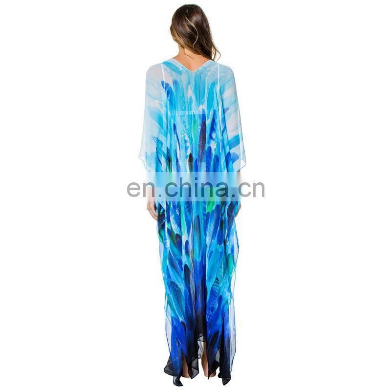 Plus size Chiffon Robe de Plage Long Print Beach Dress Swimsuit cover up Pareos de Playa Mujer Beach cover up Sarong Beachwear