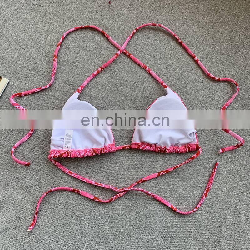 New Sexy Brazilian Snake Print Bikini Set Women Bandage Sling Thong Beach Bikini Mujer Two Piece Padded Swimsuit