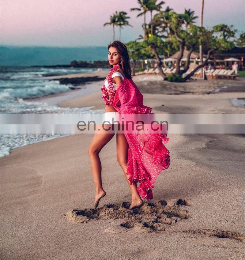 Oversize Chiffon Bikini Cover up Beach Cover-up for Women Pareo Beach Tunic Bathing suit Cover ups Summer Long Beach Dress