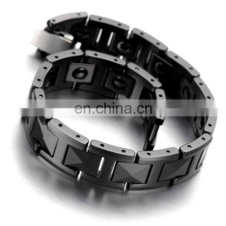 Black Mens Jewelry Ceramic Tungsten Hematite Bracelet Magnetic Benefits