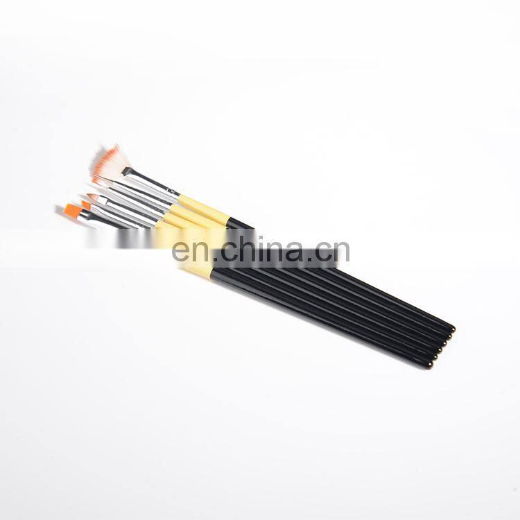 Mini Nail Brush Set 5 Pcs/Set Gloss Black Wood Nail Painting Brush Kit