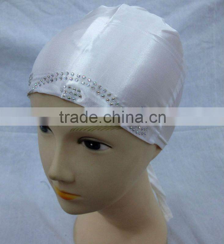 U068 HOT BEADED SATIN MUSLIM UNDERSCARFS/ISLAMIC INNER CAP
