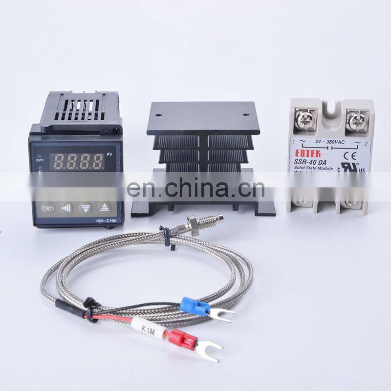 Digital PID Temperature Controller REX-C100 REX C100 thermostat with 40DA SSR Relay K Thermocouple 1m Probe RKC SSR-40DA