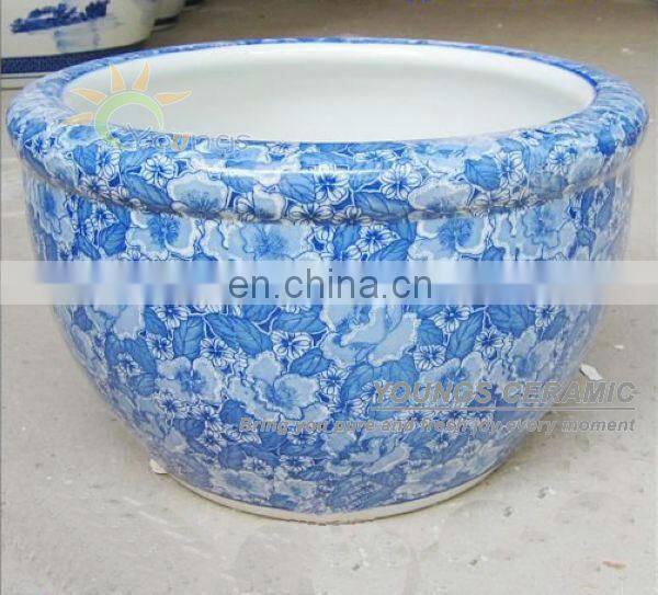 Big size chinese blue and white ceramic tree planters pots for wholesale