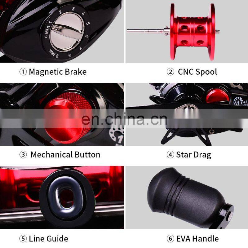 Left Right Hand Baitcasting Reel 17+1 axis fishing line wheel 7.2:1 sea fishing wheel