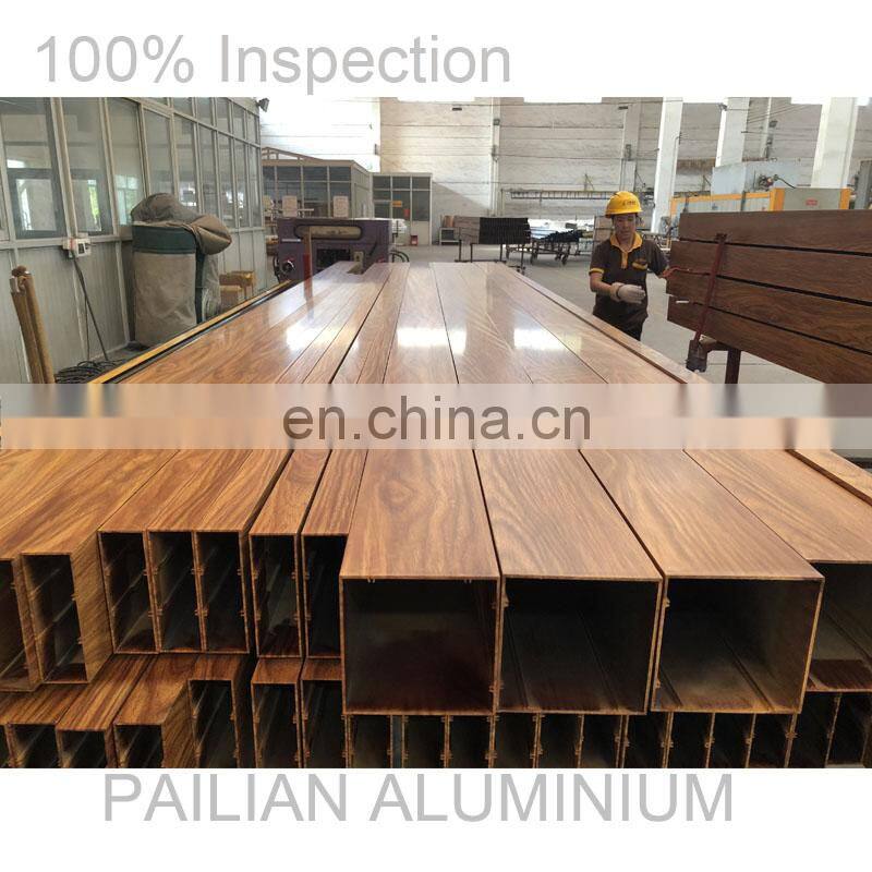 6063 t5 Wooden grain Coating standard size aluminium rectangular hollow section for furniture decoration
