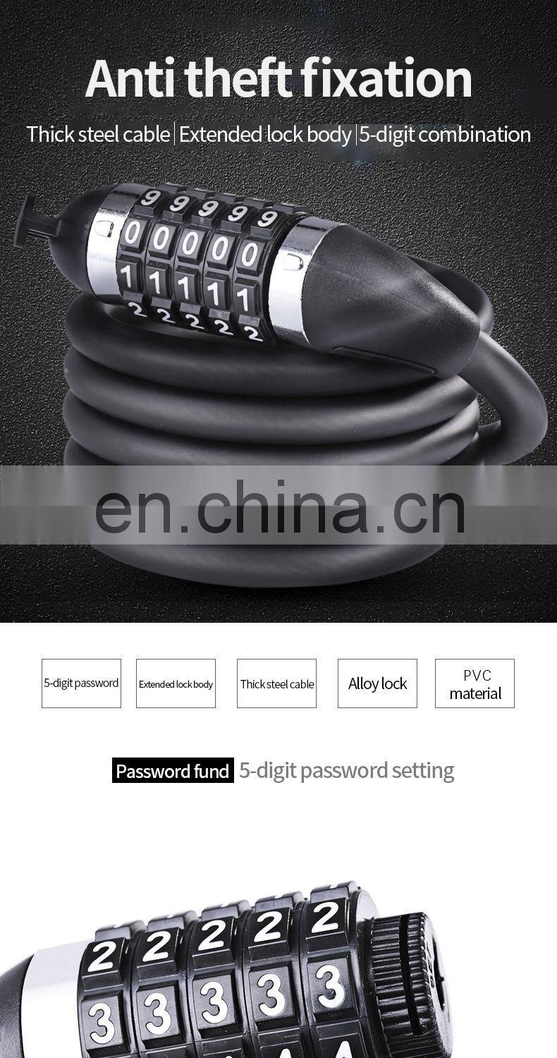 Bicycle lock Anti-theft mountain bike password lock Steel cable lock Bicycle riding accessories General electric bicycle