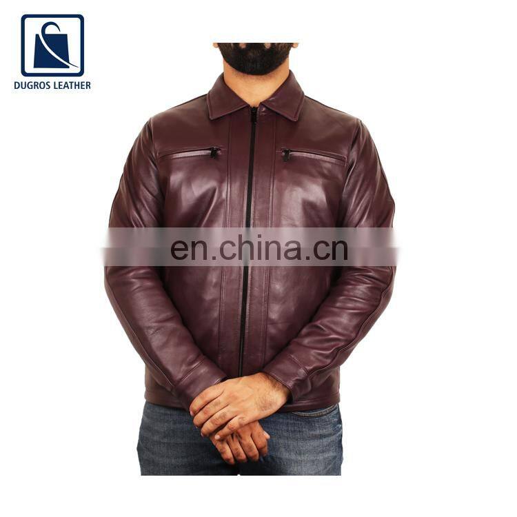 Polyester Lining and High Black Fitting Best Selling Stylish Look Genuine Leather Jacket for Men