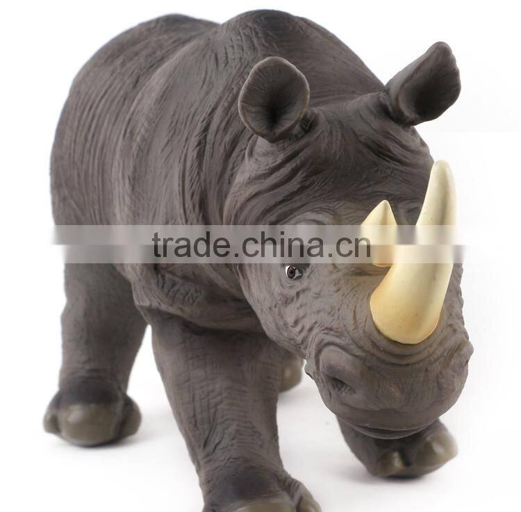 Hot Sell Cool Dinosaur Toys Vinyl 17'' Black Rhinoceros Toy For children X012