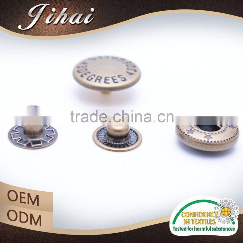 China Wholesale Ring Three Parts Engraved Snap Button