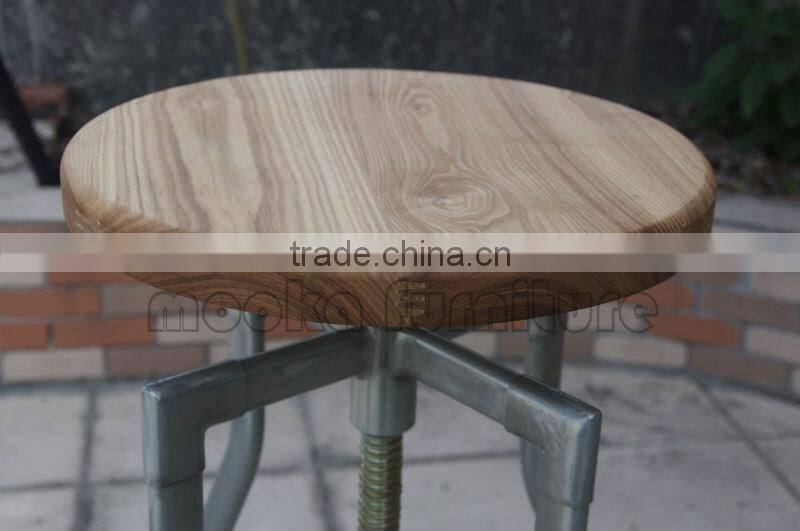 Timber Seat Swivel Turner Industrial Bar Stool