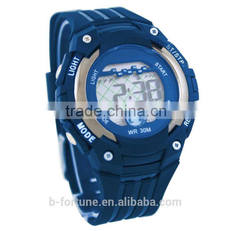LP1343_BL Rubber Strap Blue color Chrono Alarm Date/Day Flashlight Tech Multifunction analog digital high tech watch
