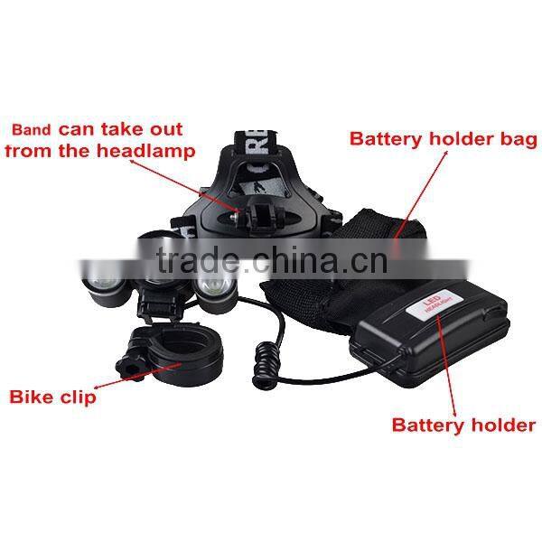 Outdoor High Power 3 LED 3000lm 3 Models waterproof Hunting Headlamp