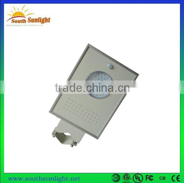 China latest new design integrated solar panael/battery/controller/led light epistar chip led 6w solar street light lamp