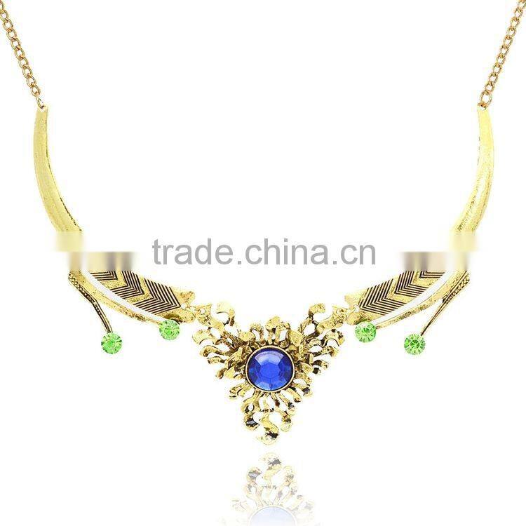 Women Jewelry 18k Gold Plated Pink Crystal Choker Chunky Statement Bib Necklace