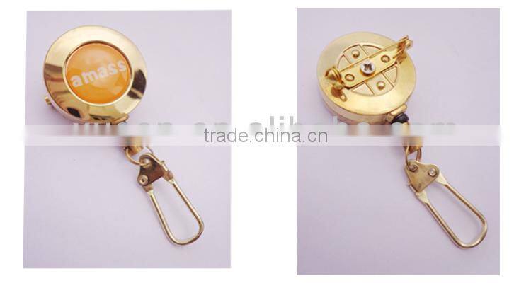 Gold metal retractable badge holder reel with belt clip for business