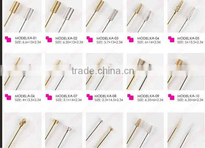 12pcs/set Golden Electric Nail File Drilling Bits -Ti-Plated -for Nail Art / Manicure / Polishing Machine - wholesale