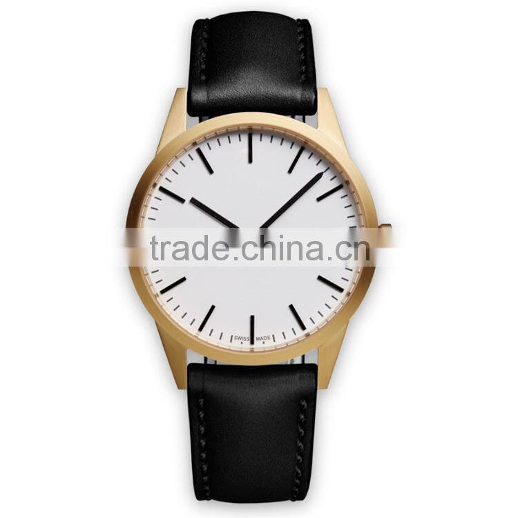 PVD satin gold case coating stainless steel case 5ATM waterproof stainless steel brand fashion watch