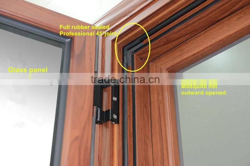 Latest window design for villa & house, glass panel & mosquito net two-in-one