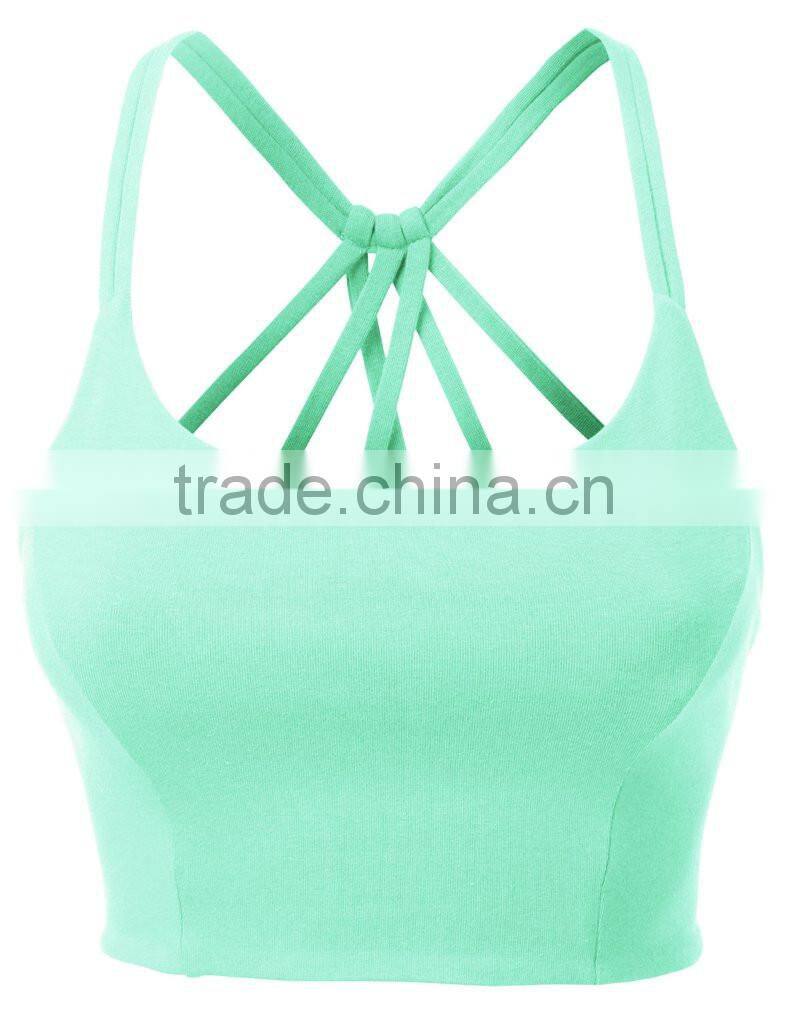 Womens Fitted Halter Cut Out Back Bralette Crop Tops women 2016