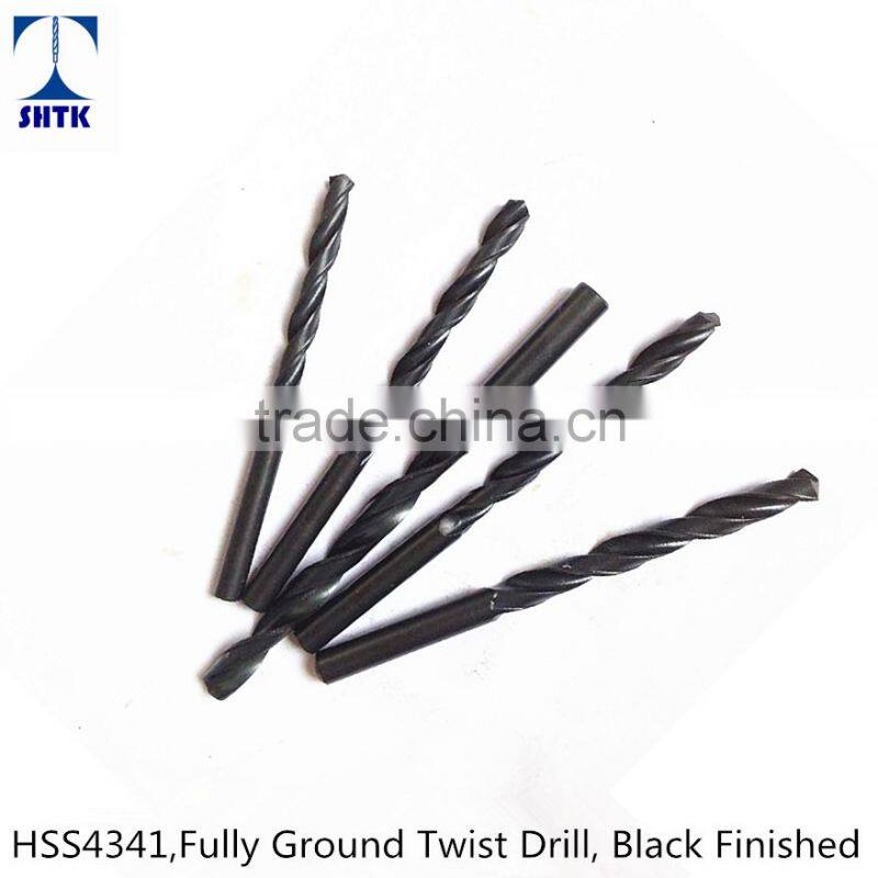 Drill bit, factory sales directly, HSS 4341, Fully Ground twist drill bit, Black Finished