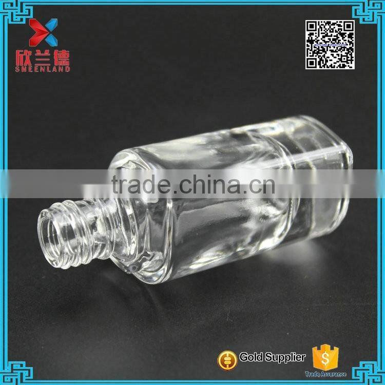 Wholesale empty custml clear 10ml unique shape glass nail polish bottle with screw cap