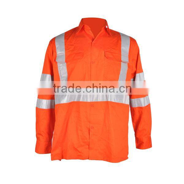 custom breathable orange long sleeve cotton fire retardant safety work shirt
