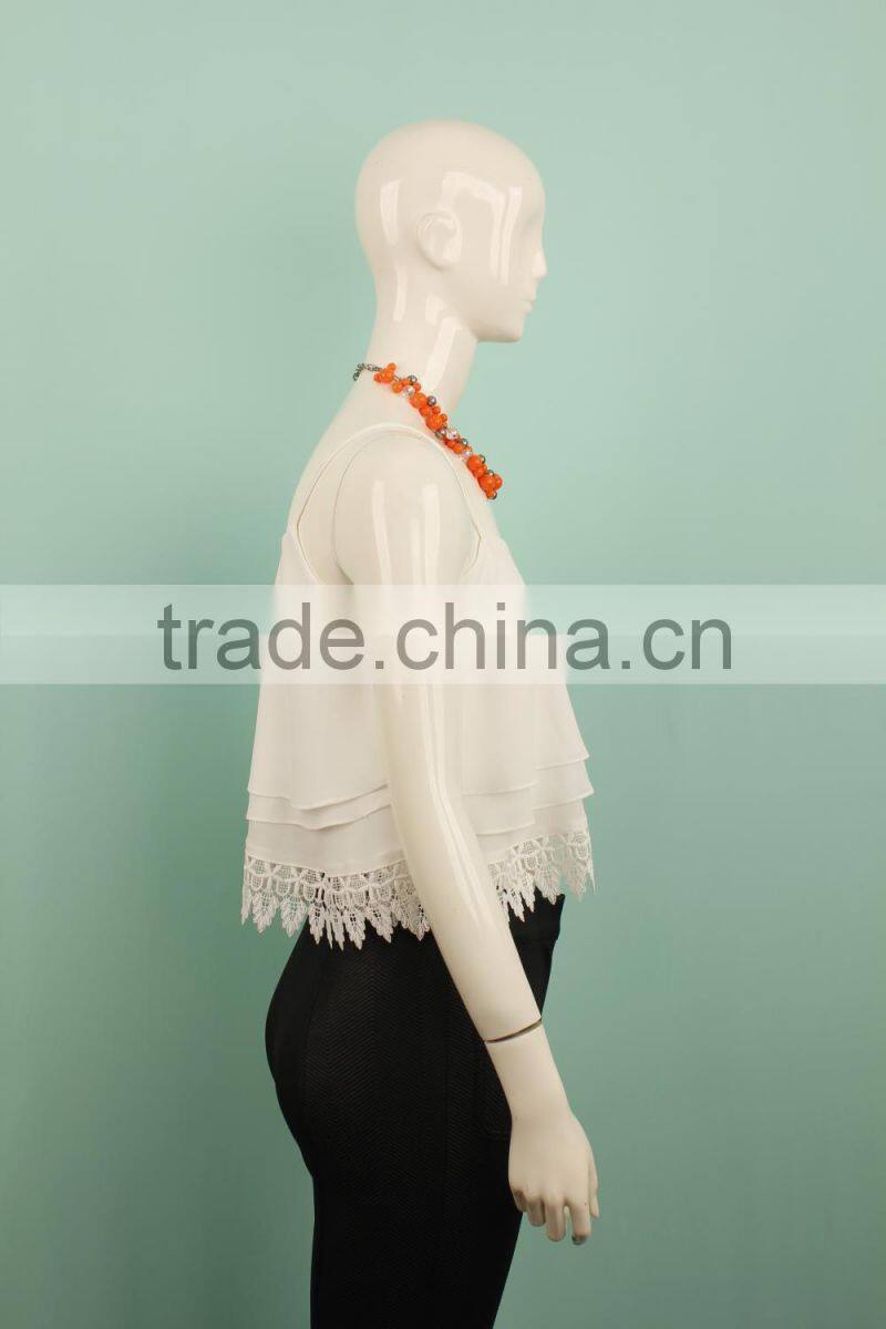 2015 models chiffon blouse lace in the bottom online shopping