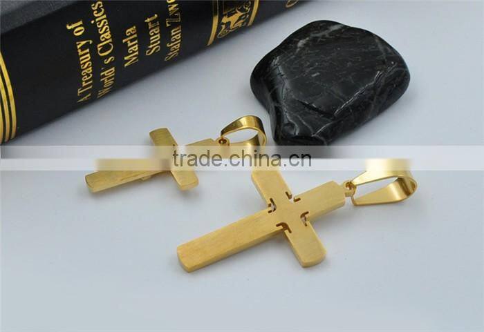 Kindy Jewelry JCN0318 big and small stainless steel Jesus cross necklace pendant