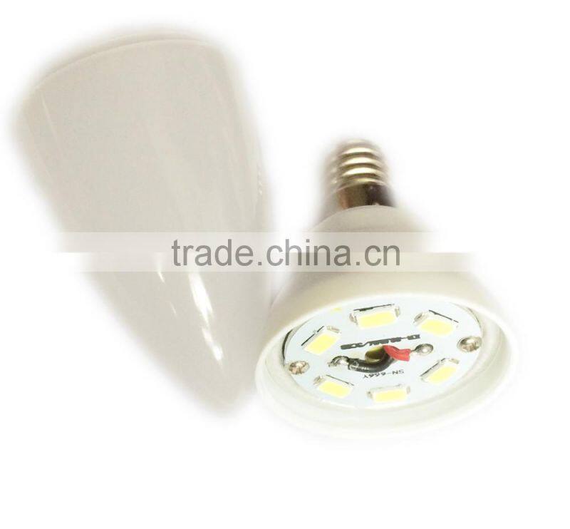 Plastic and Aluminum 3W E14 LED Bulb