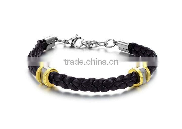 NSSL136 Originality lobster clasp stainless steel leather bracelet