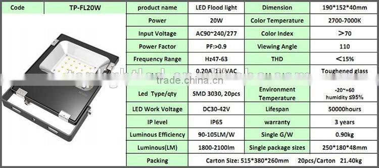 110lm/w PF>0.9 tennis court waterproof CE/MW driver 10w 20w 30w 50w 80W 100w IP65 led flood light