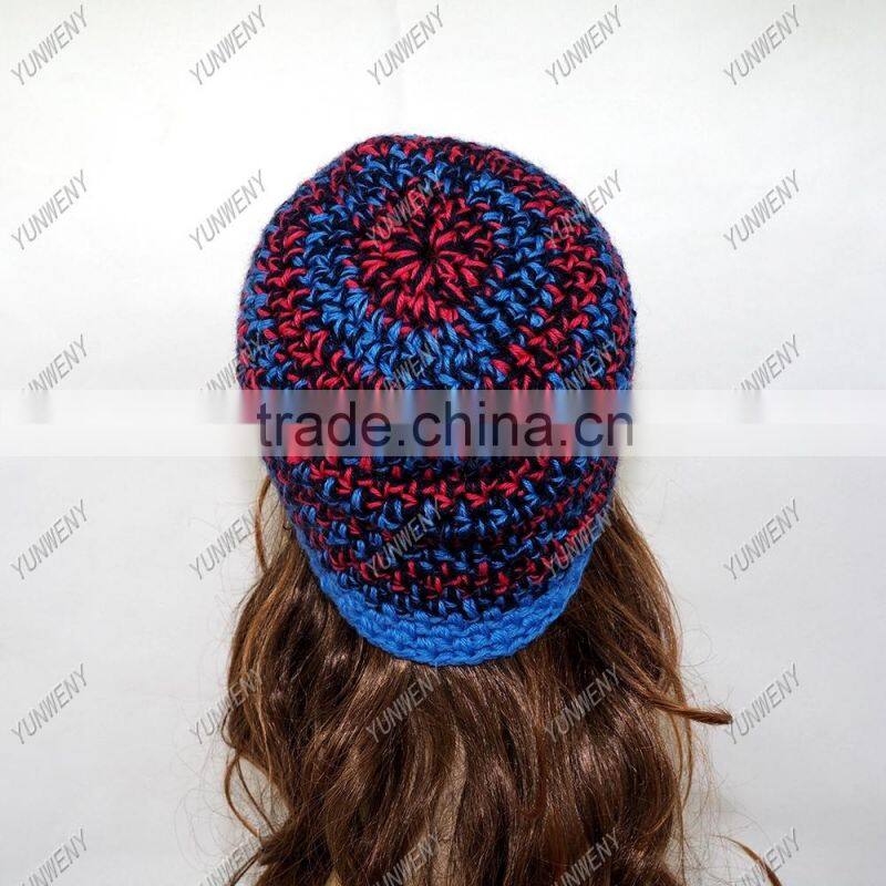 crochet hat for adult,whosale winter women knitted ball crochet hat for adult