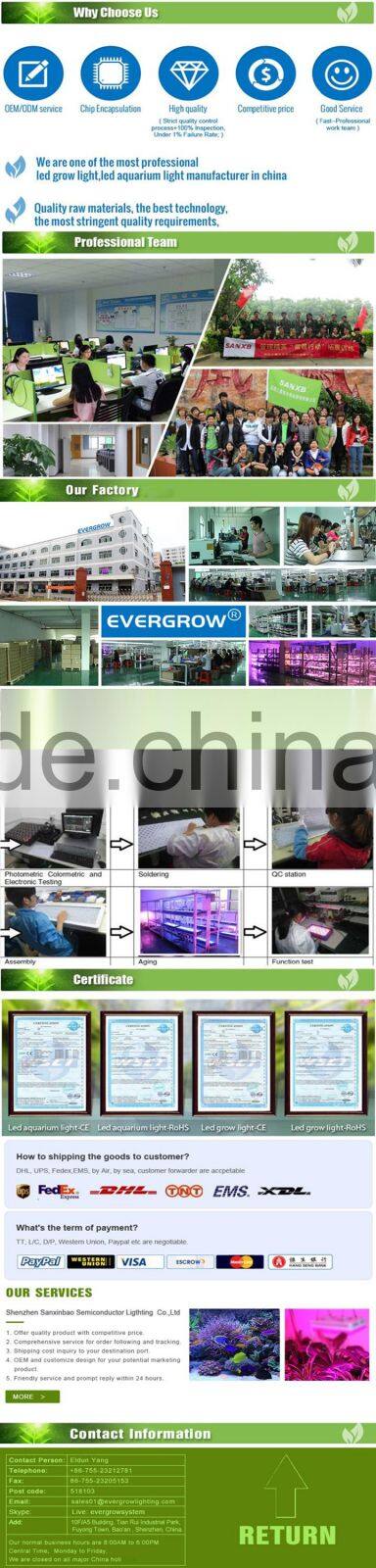 saltwater fish lights EverGrow IT5012 led aquarium light Full Aluminum Housing