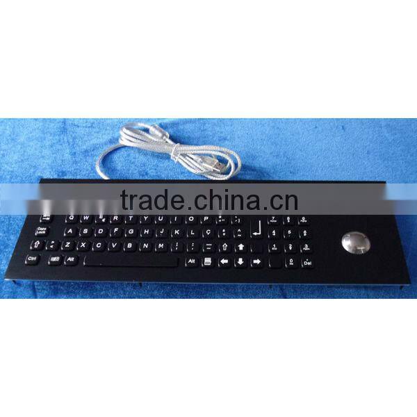 IP65 black backlit keyboard with trackball in factory price