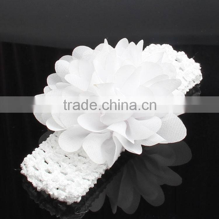 Wholesale cute handmade crochet baby headband with Chiffon flower