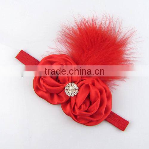 Wholesale 2015 new baby fashion accessory cute girls hair rose flower headband with diamond