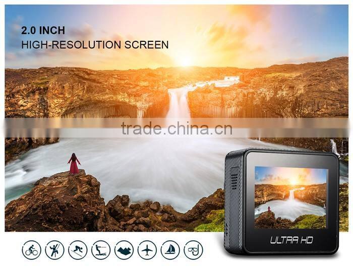 New arrival mini Full HD 4K/2K/1080P/720P/ WVGA go pro waterproof action camera with 170deg wide angle view ,2.0 large LCD