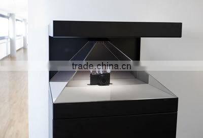 ENOTECH Customized 3D advertising holographic display 3d pyramid, pyramids glass 3d display showcase, hologram display cabinet