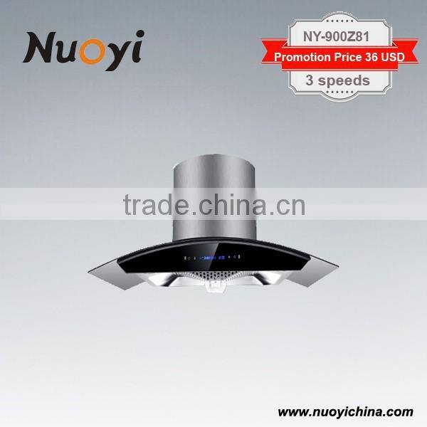Tempered Glass self venting Commercial range hood