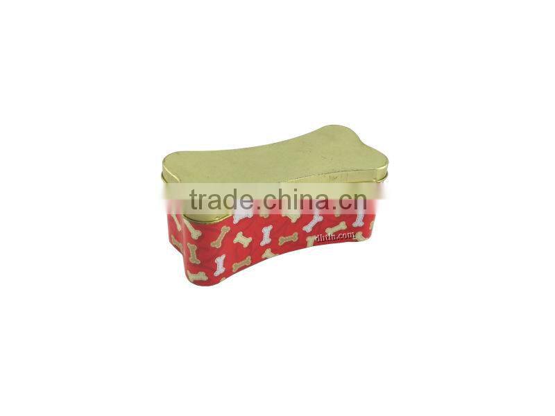 bone-shaped tin box, dog food tin, cat food box