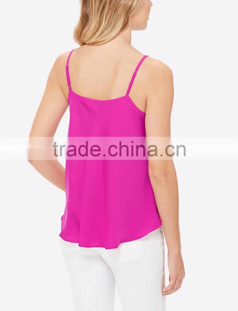 Women sun top with Adjustable spaghetti straps designs tank top