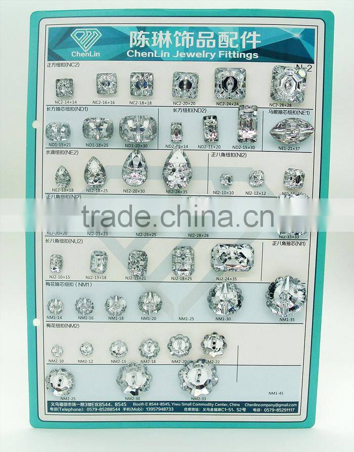 NA4 Round Diamond-Look Acrylic Rhinestone Buttons 2 Holes Faceted Sew On Button Box garment accessories scrapbooking DIY craft