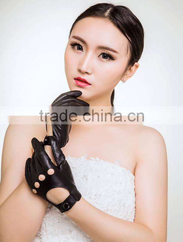 2015 Spring new collection sheep skin leather riding glove ladies styles